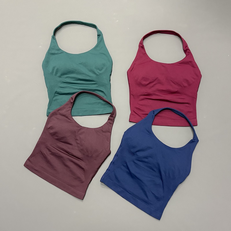 Crossfit Yoga - 여성용 홀터넥 스포츠탑 심리스 요가 탱크탑