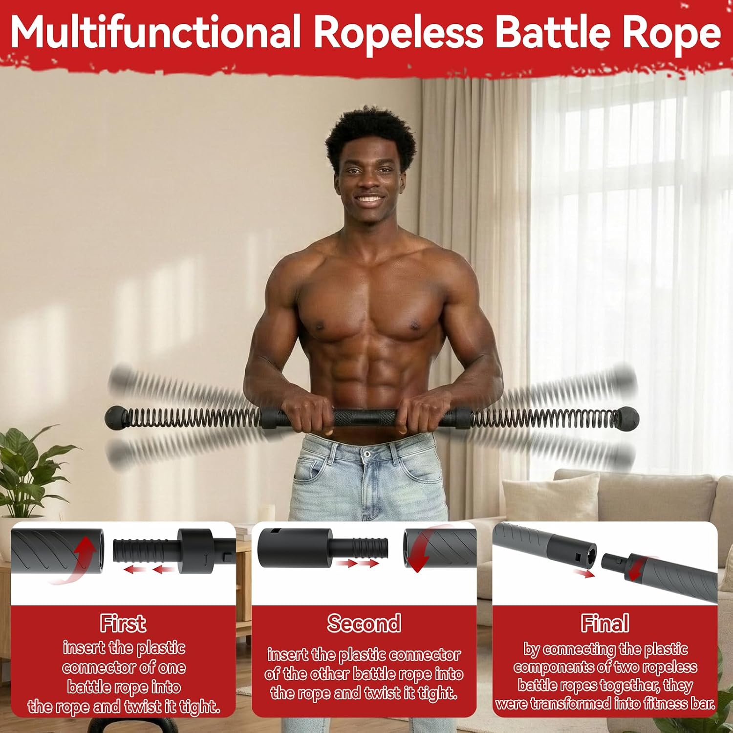 Gear For Crossfit - 2-in-1 업그레이드 무선 배틀 로프 파워