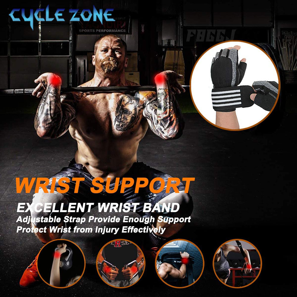 손목 랩 지원 기능이 있는 1쌍의 하프 핑거 짐 피트니 - Crossfit Workout With Equipment 리뷰 및 가격