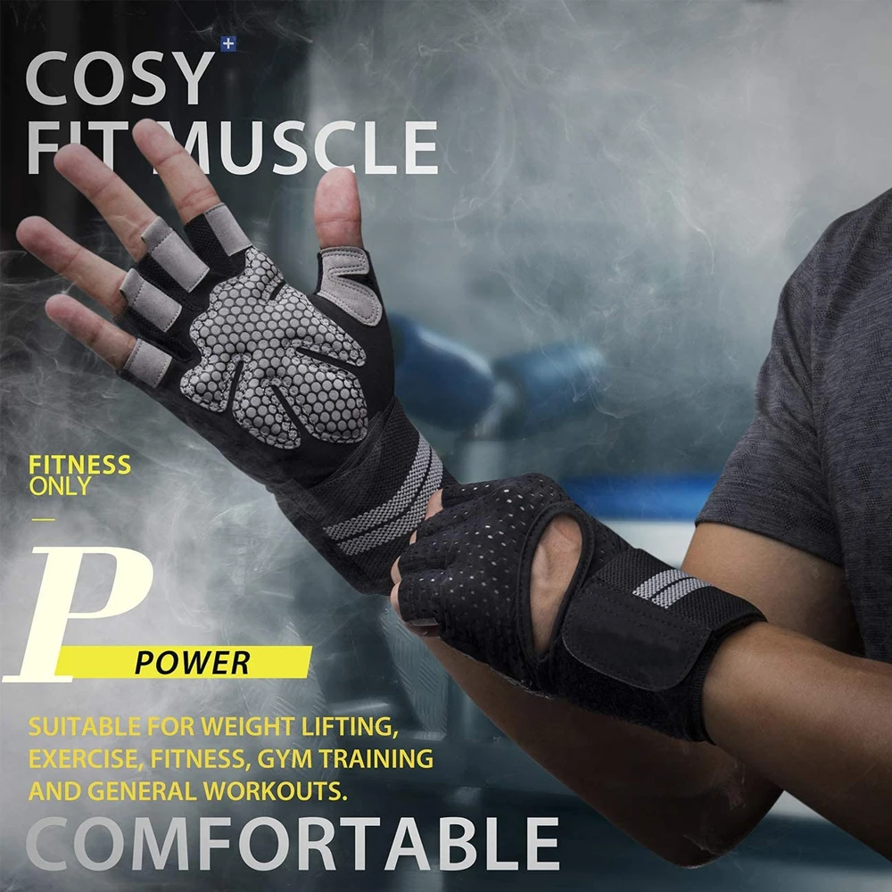 손목 랩 지지대 달린 하프 핑거 체육관 피트니스 장갑, - Crossfit Workout With Equipment 리뷰 및 가격